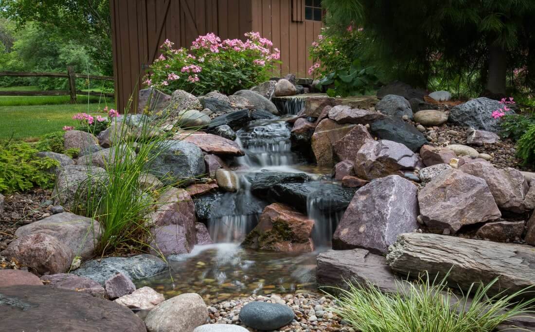 waterfall and water features